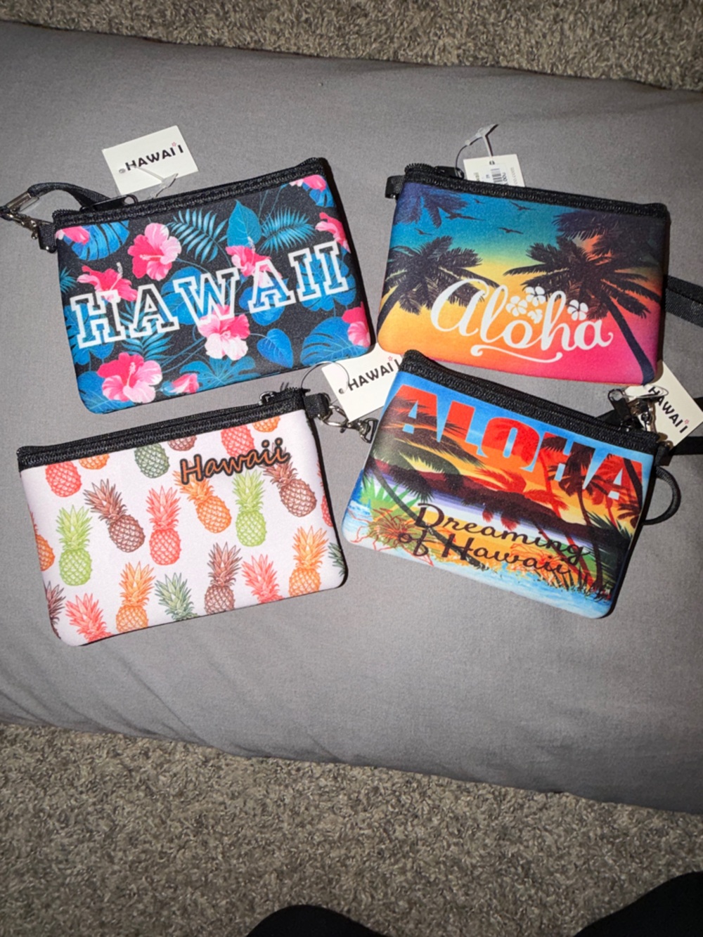 Tropical  Zip Wallet/Pouches - Pink/Multicolor